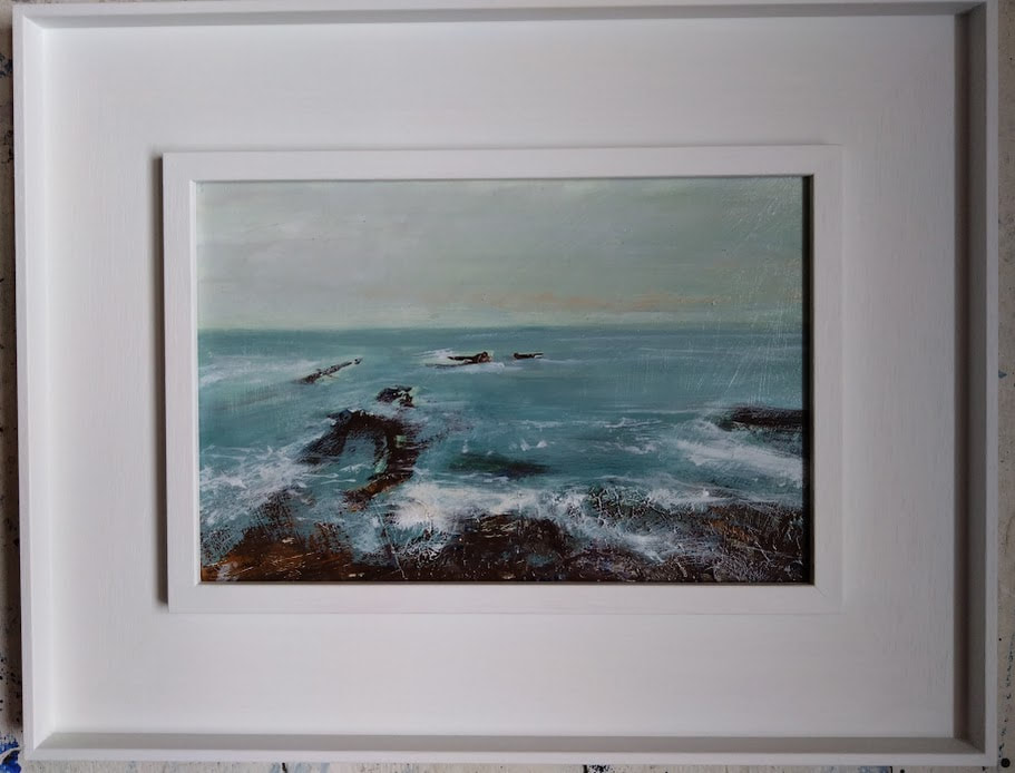Dawn, Acrylic 35 x 45cm in white wooden St. Ives frame